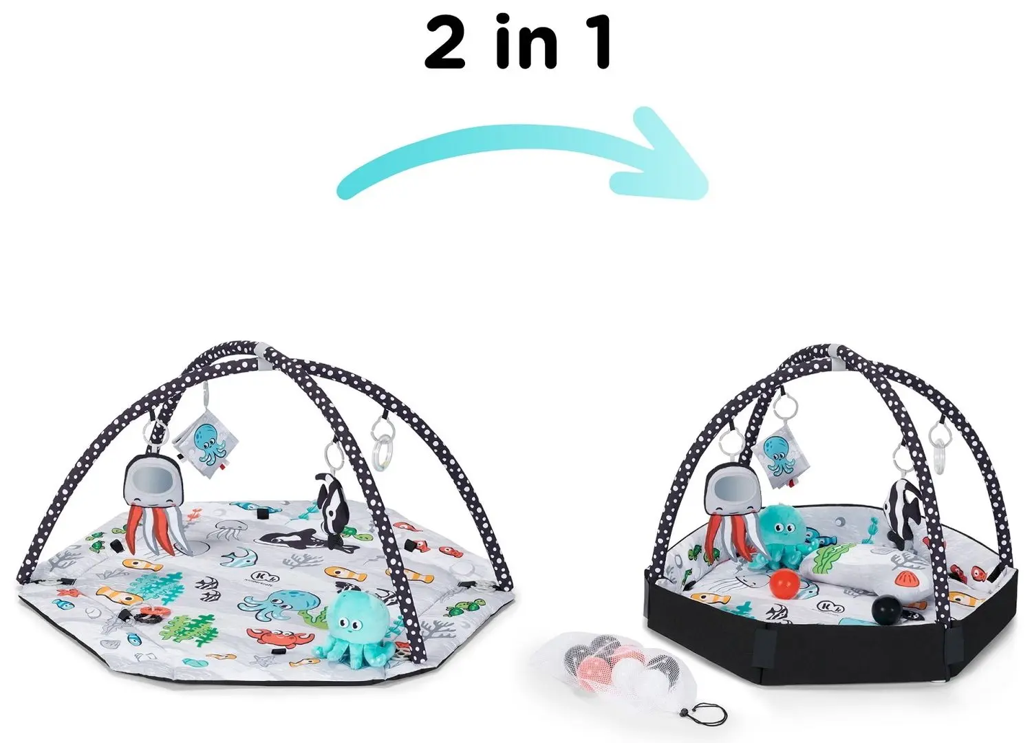 Covoras de joaca KinderKraft Sea Land (Black/White)
