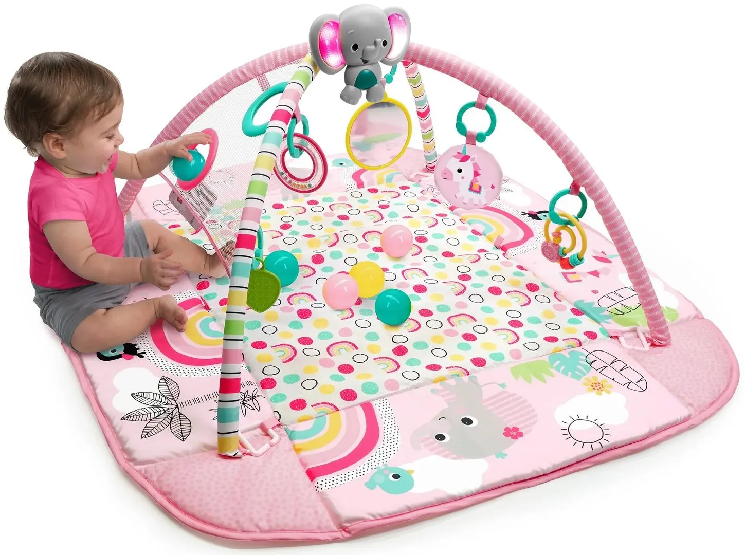 Covoras de joaca 5in1 Bright Starts Rainbow Tropics (Pink)