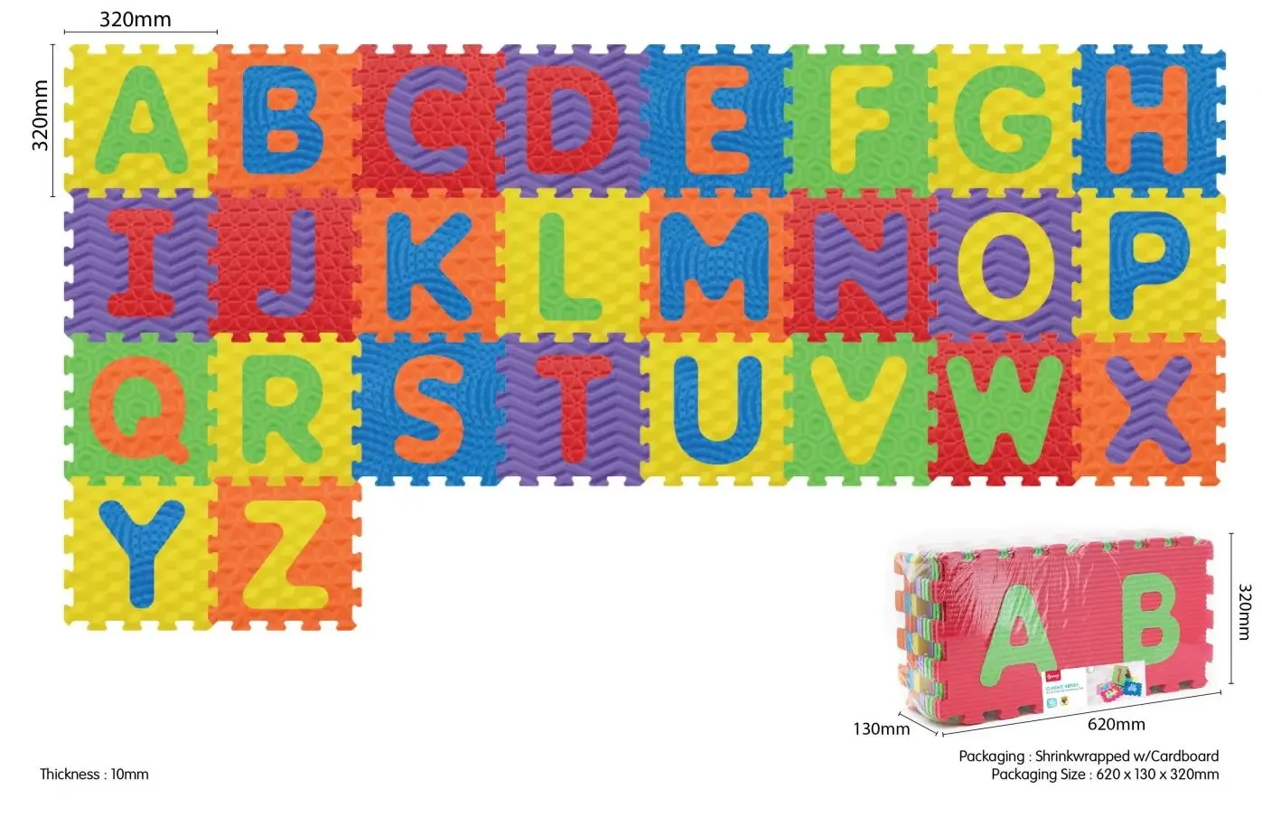 Коврик-пазл Ramiz Different Shapes Alphabet (Multicolor)