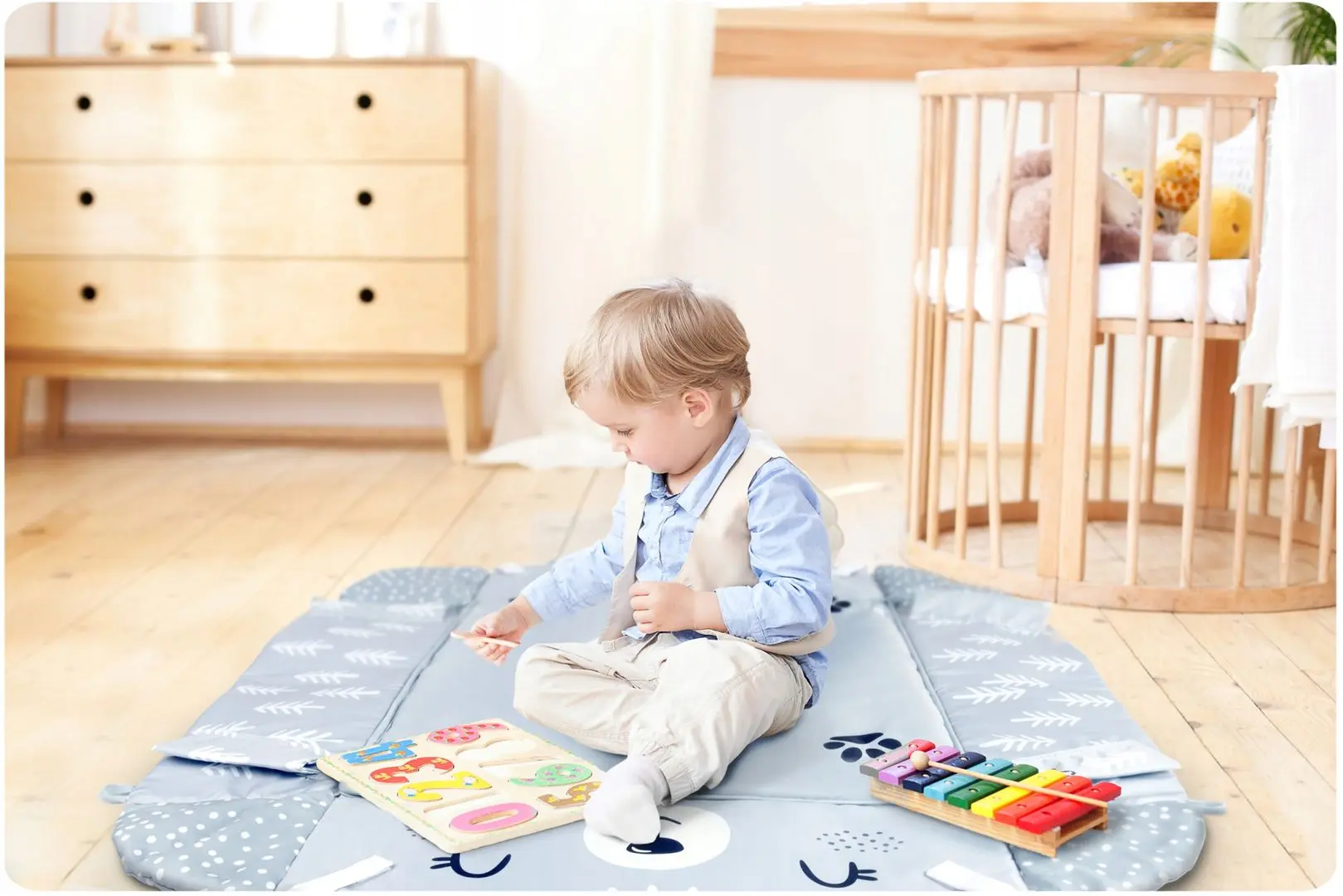 Covoras de joaca Ricokids 7350 (White/Grey) - 3