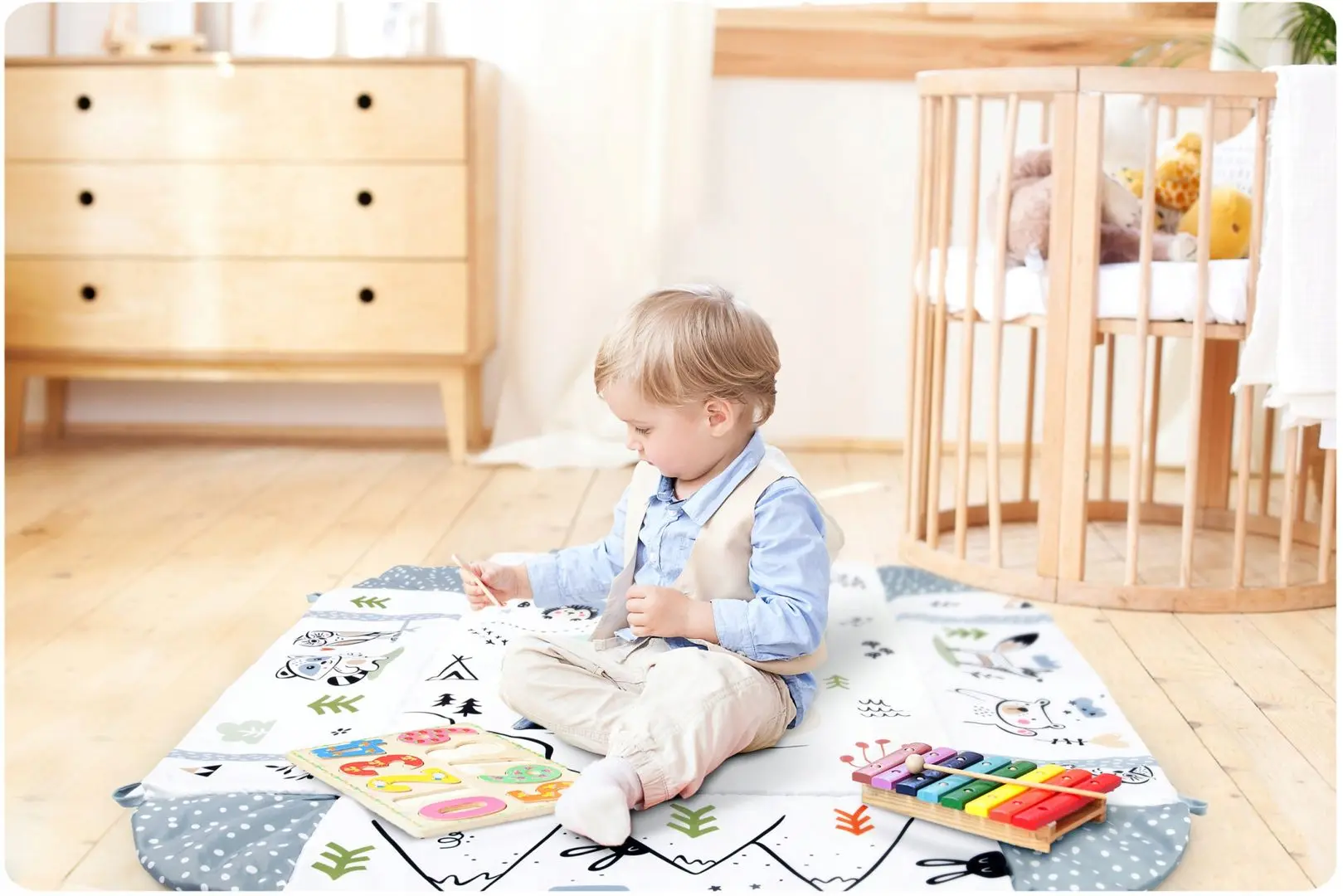 Covoras de joaca Ricokids 7350 (White/Grey) - 2