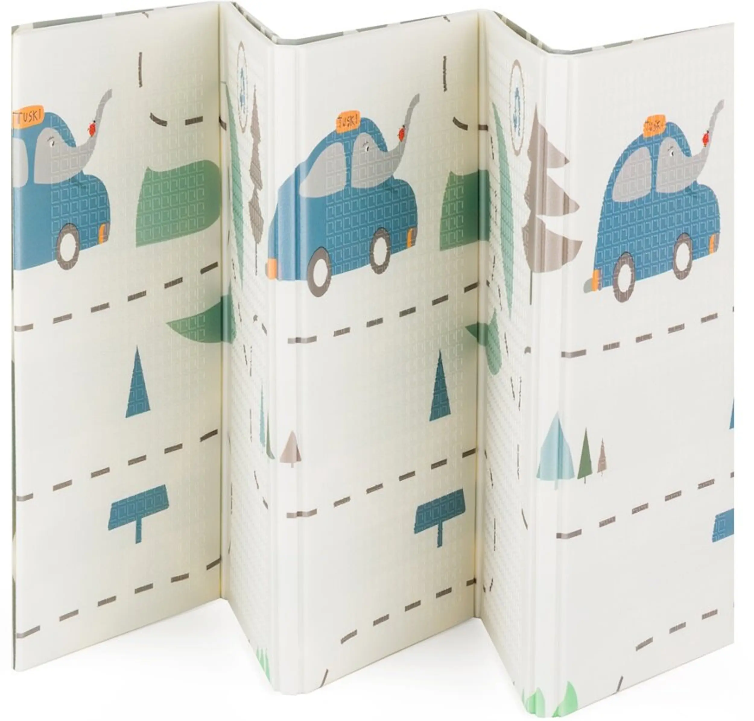 Игровой коврик 2в1 Petite&Mars Campy Cars&Arabesca 197x147 (White/Blue) - 2