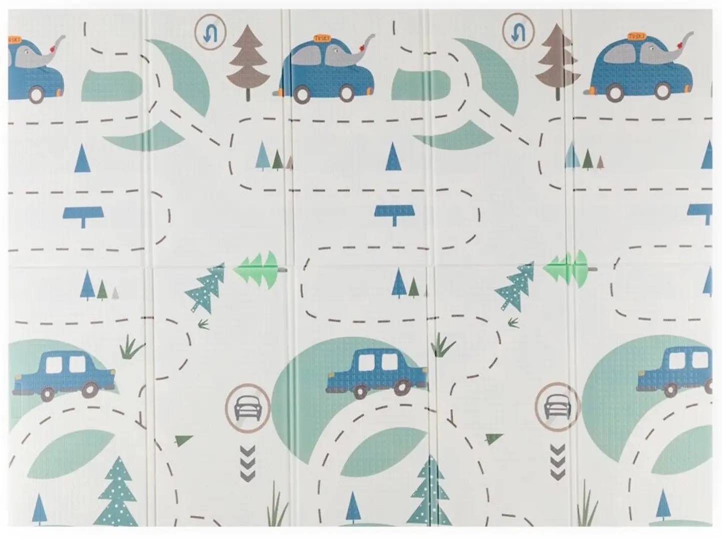 Игровой коврик 2в1 Petite&Mars Campy Cars&Arabesca 197x147 (White/Blue)