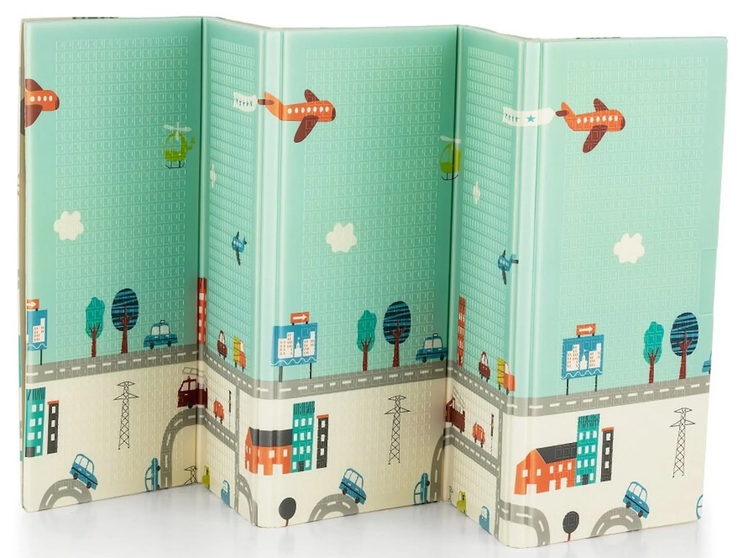 Игровой коврик 2в1 Petite&Mars Campy Elephant&City 197x147 (Blue/White) - 2