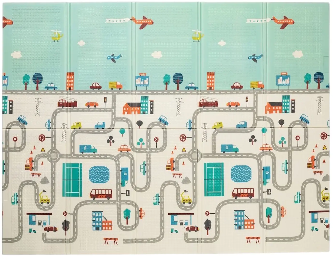 Игровой коврик 2в1 Petite&Mars Campy Elephant&City 197x147 (Blue/White)