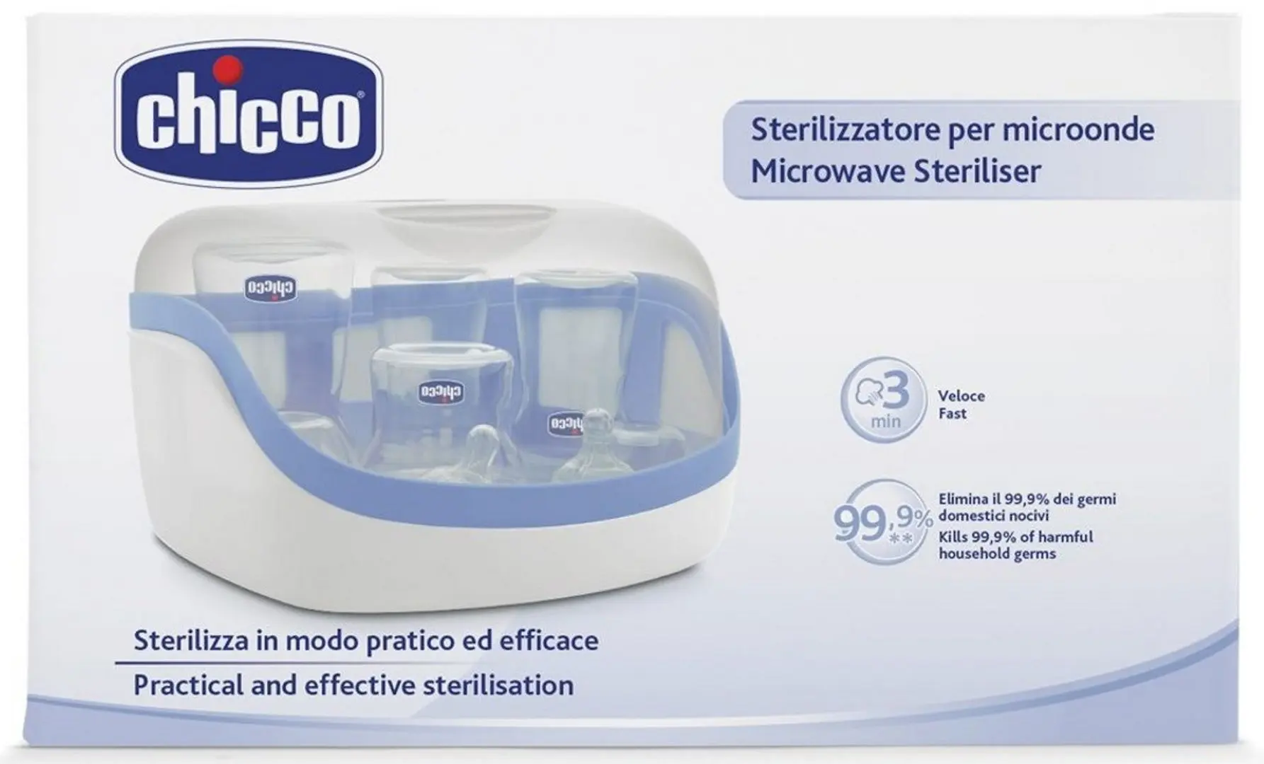 Sterilizator pentru sticlute 2in1 Chicco 000377 (White/Blue) - 3