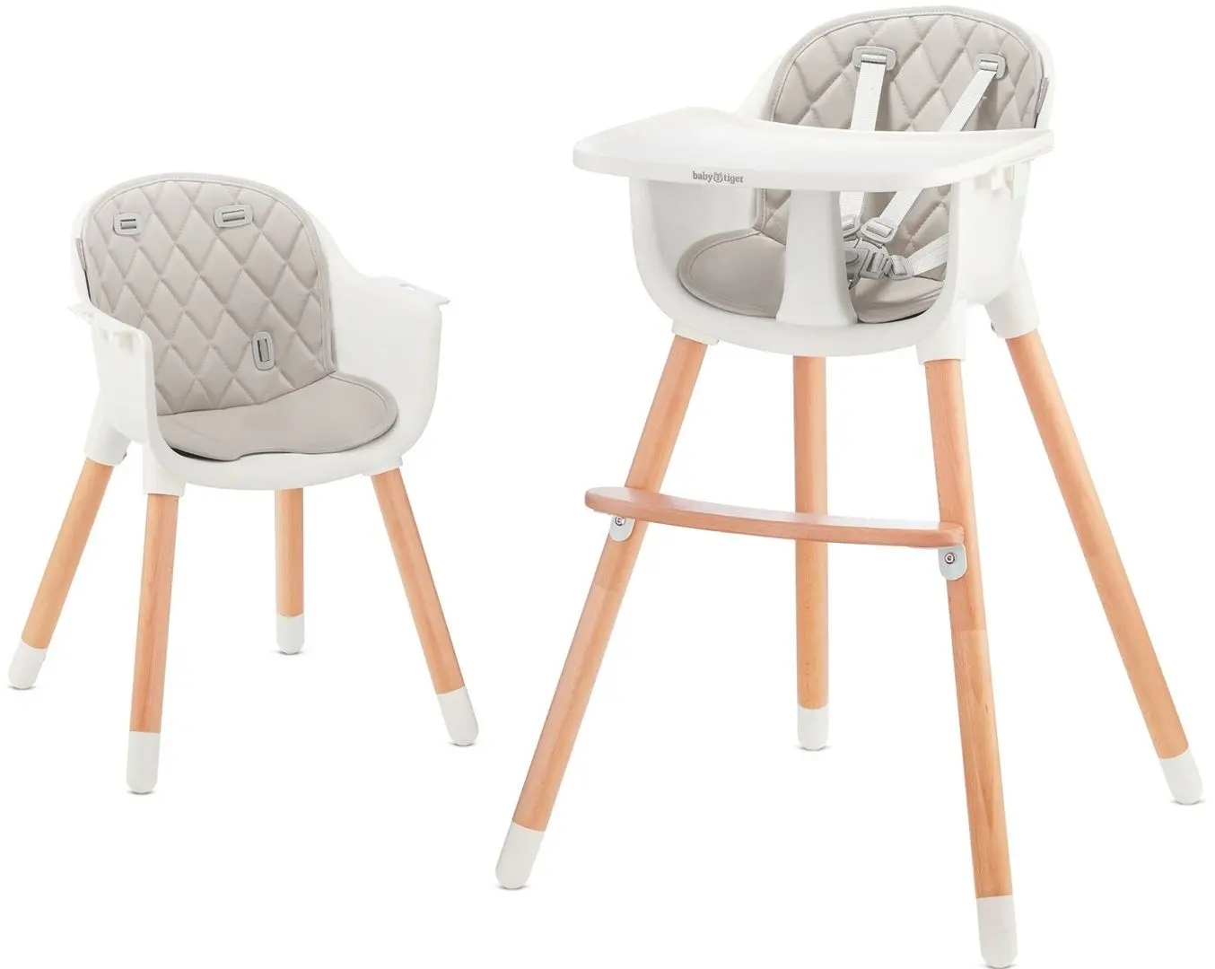 Scaun pentru hranire 2in1 Baby Tiger Tini (Gray) - 7
