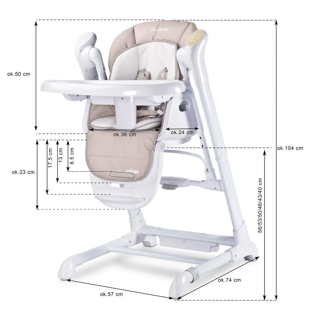 Стульчик для кормления 2в1 Caretero Indigo (Beige) - 15