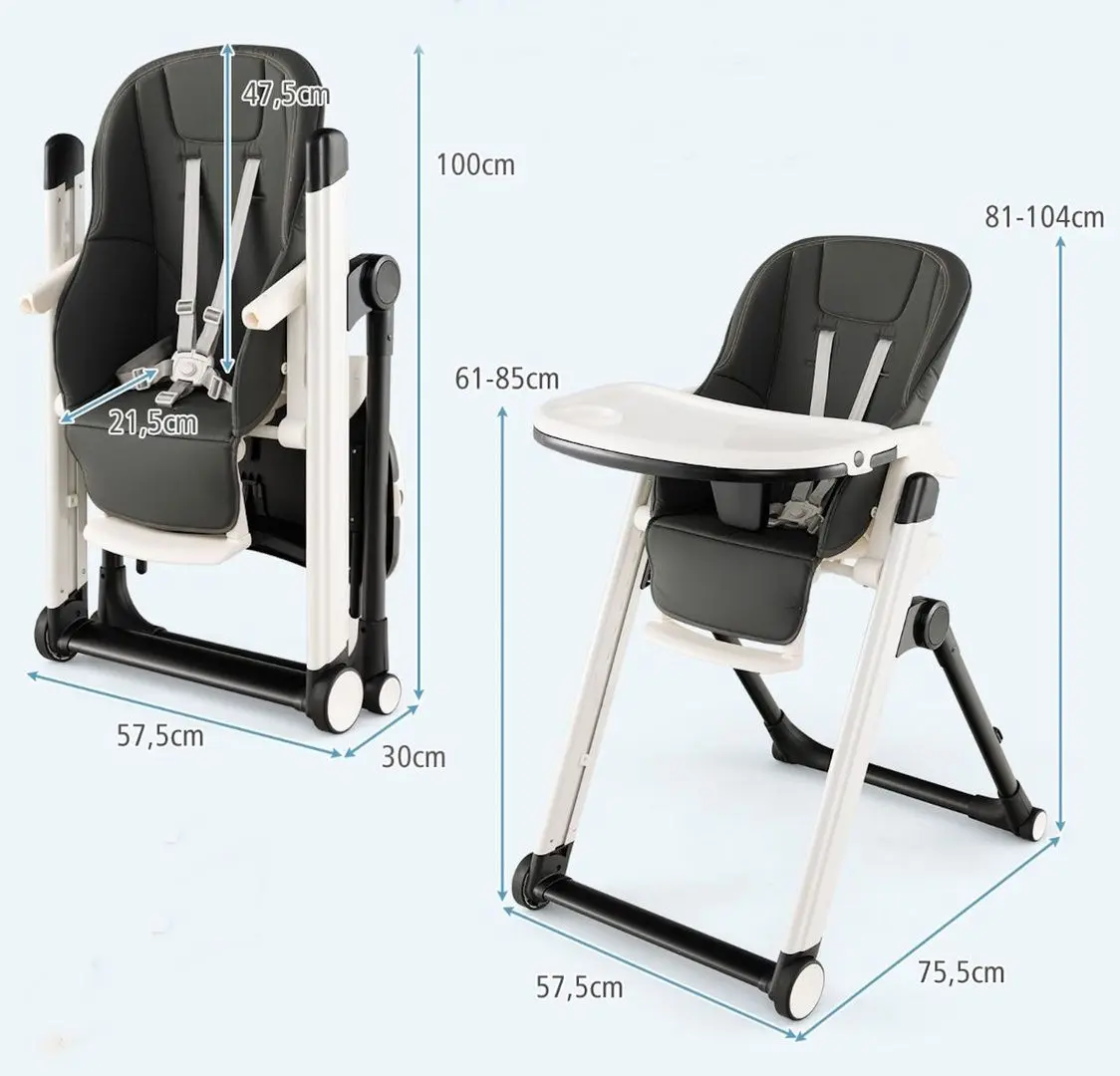 Scaunel pentru hranire 5in1 Costway AD10041DG (Dark Grey/White)