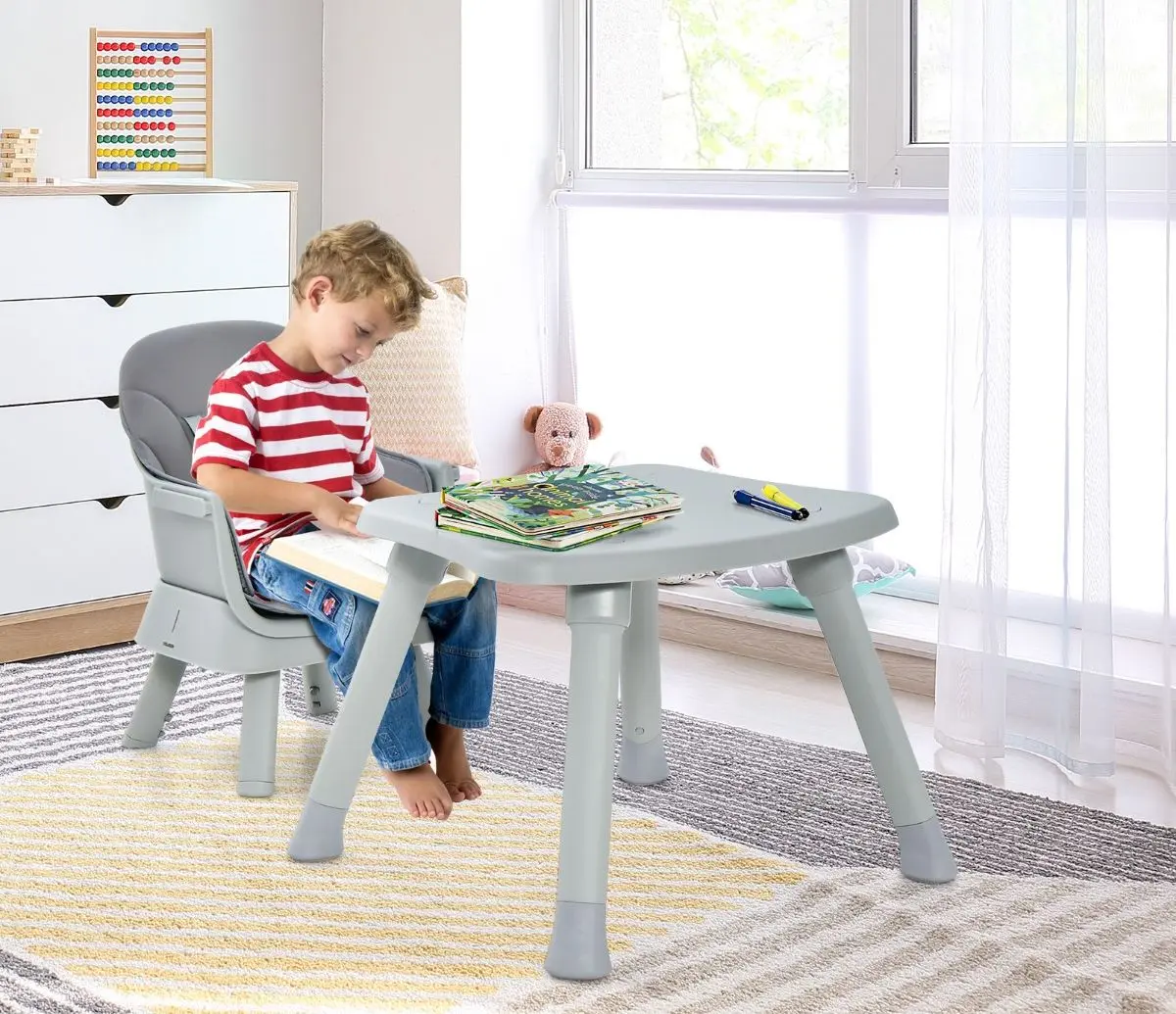 Scaun pentru hranire 6in1 Costway AD10027GR (Grey)