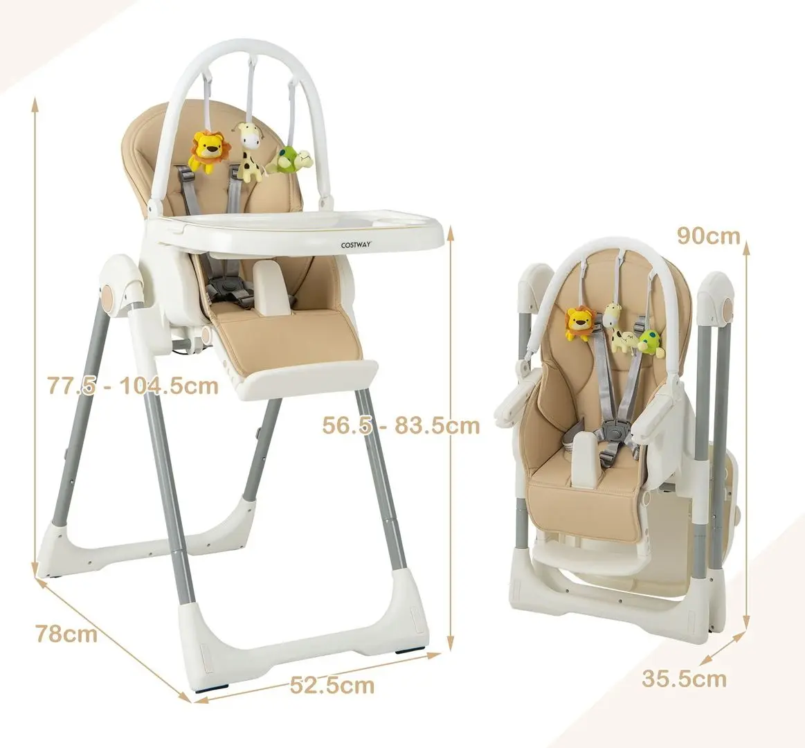 Стульчик для кормления Costway AD10018YE (Yellow) - 3