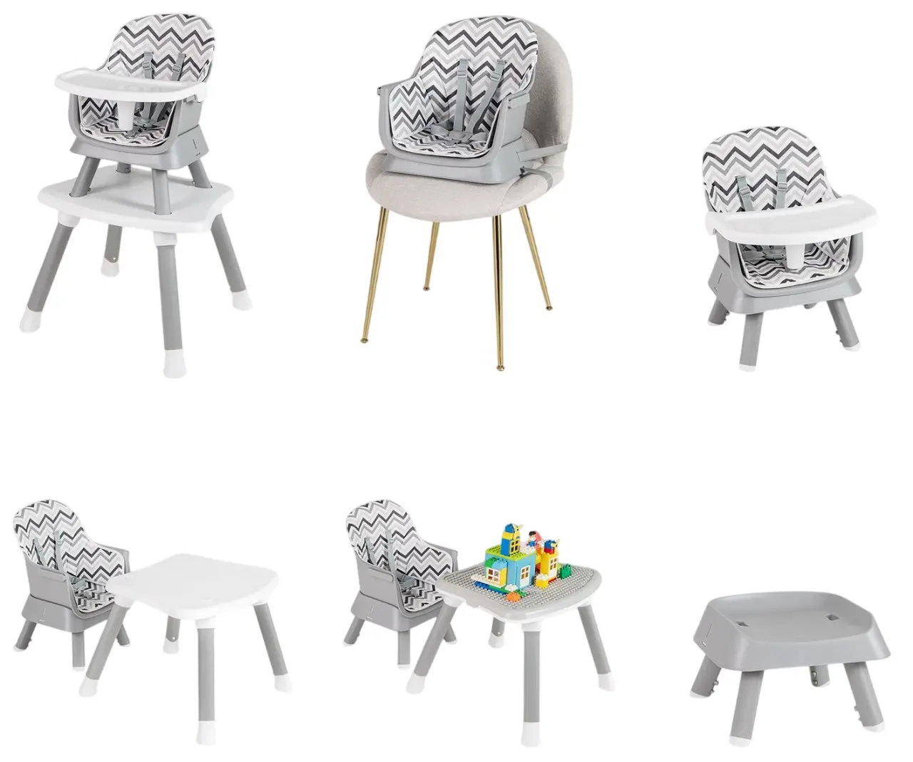 Стульчик для кормления Costway AD10027HS (Grey/White)