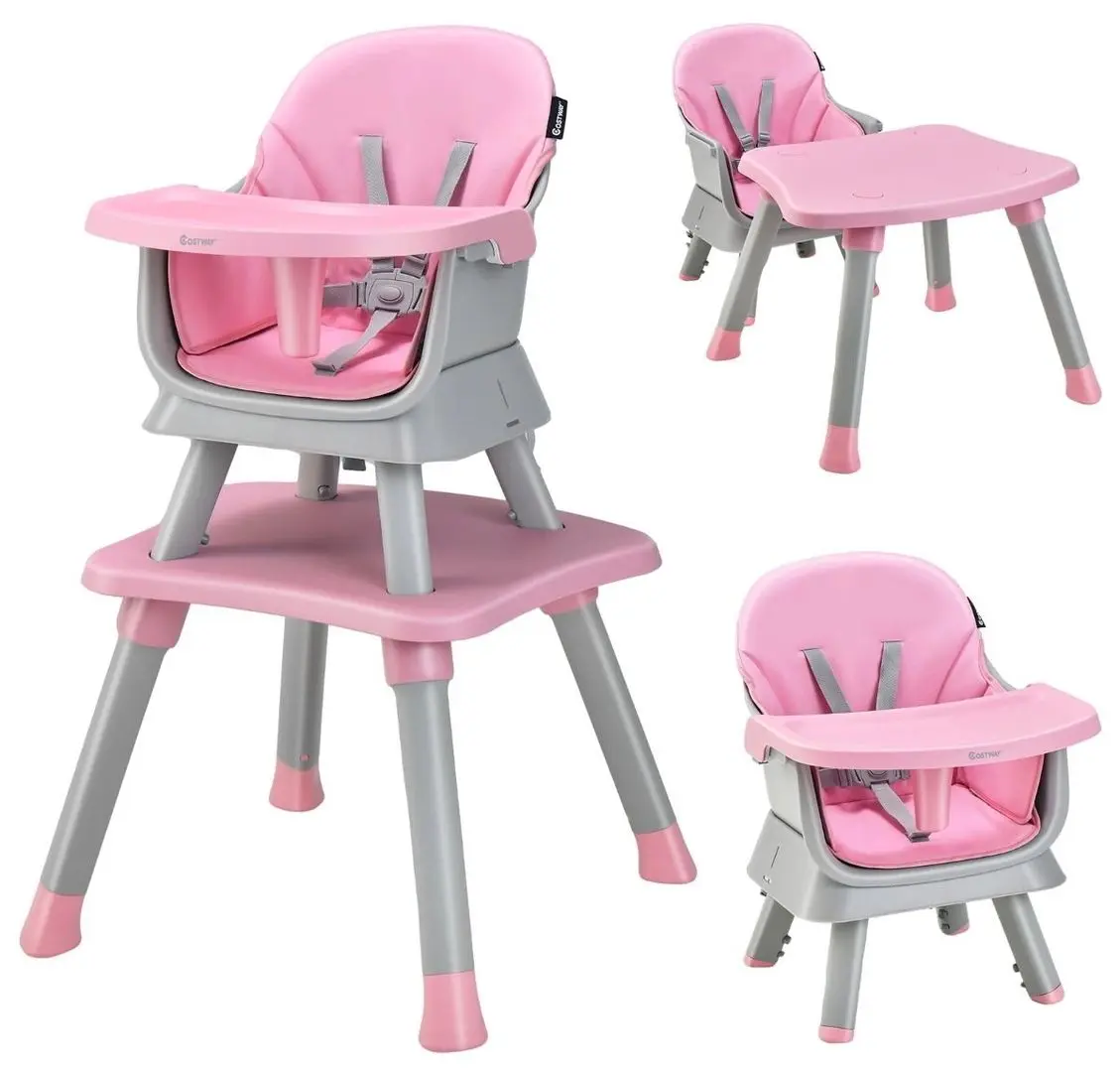 Scaun pentru hranire Costway AD10027PI (Pink/Grey)