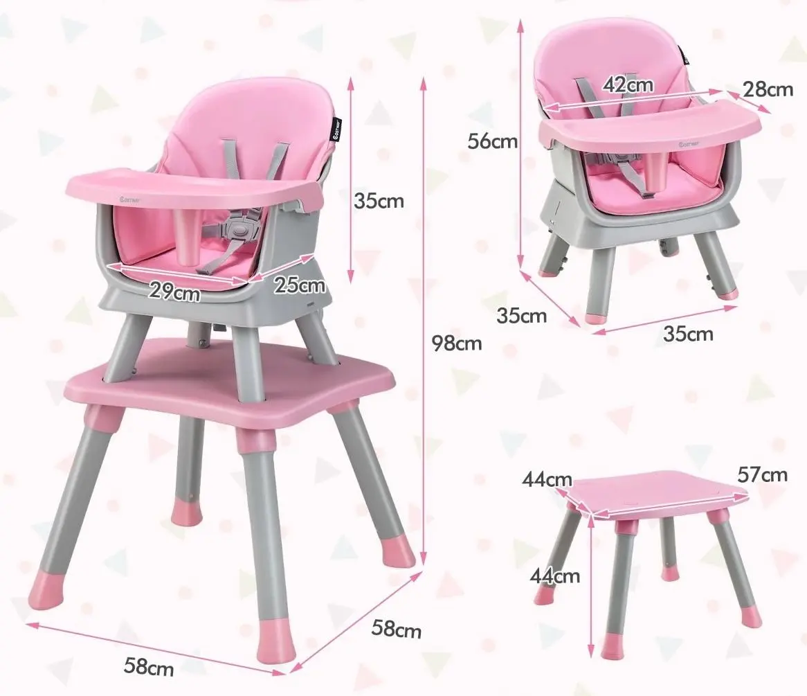 Scaun pentru hranire Costway AD10027PI (Pink/Grey)