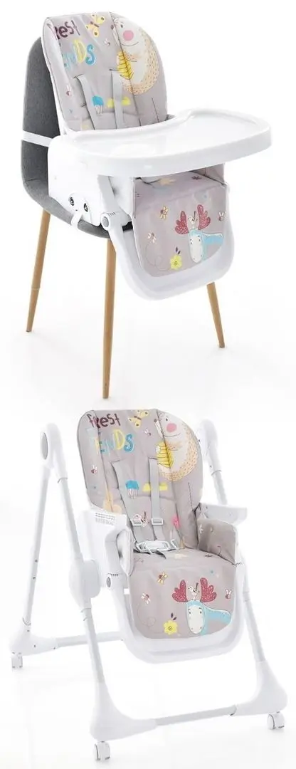 Стульчик для кормления Costway AD10032GR (White/Grey) - 2