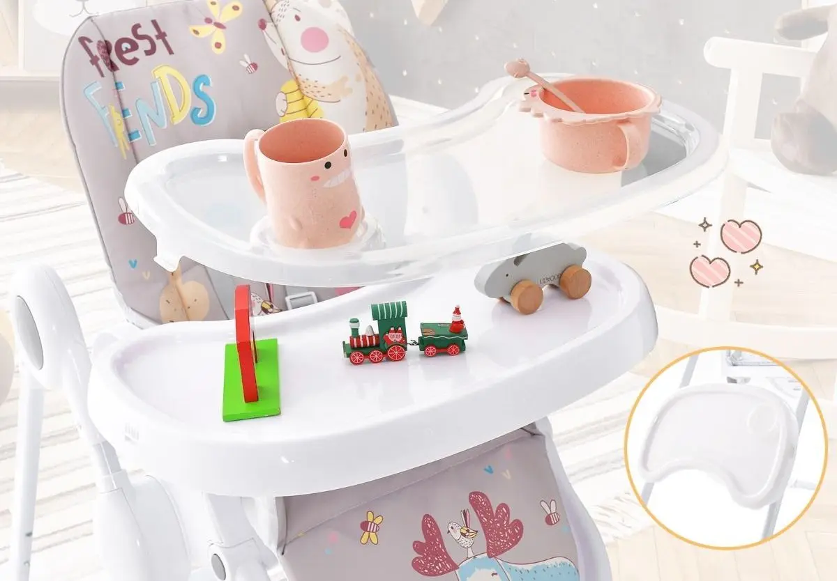 Стульчик для кормления Costway AD10032GR (White/Grey) - 4