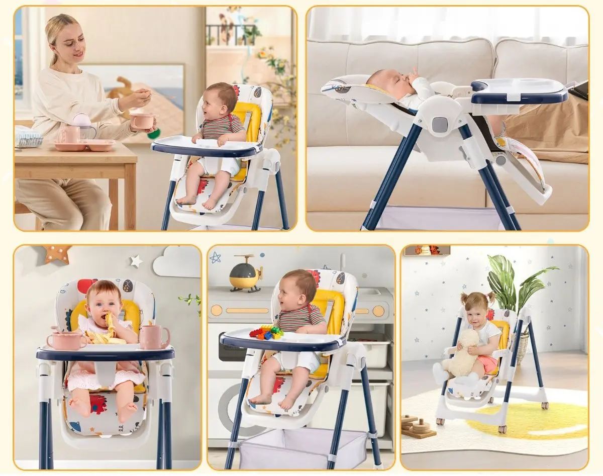 Стульчик для кормления Costway AD10034YW (Yellow/White) - 4
