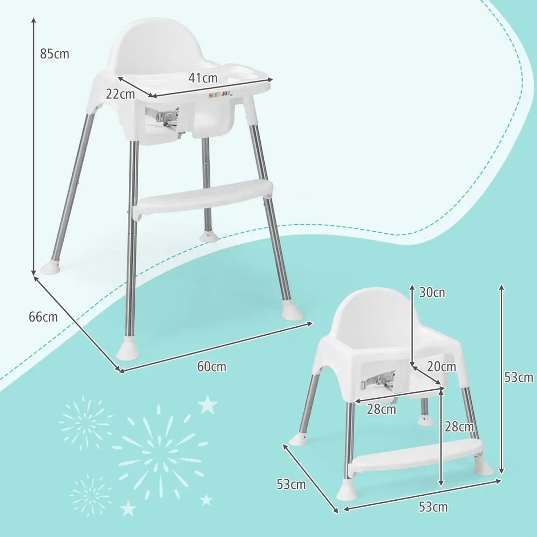 Scaun pentru hranire Costway AD10038WH (White) - 5