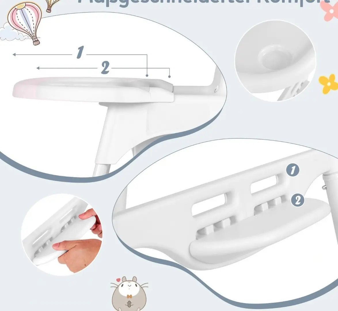 Scaun pentru hranire Costway AD10063DE-WH (White)