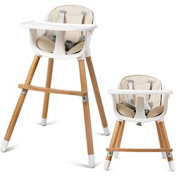 Стульчик для кормления Costway BB5459 (Cream/Natural) Thumb