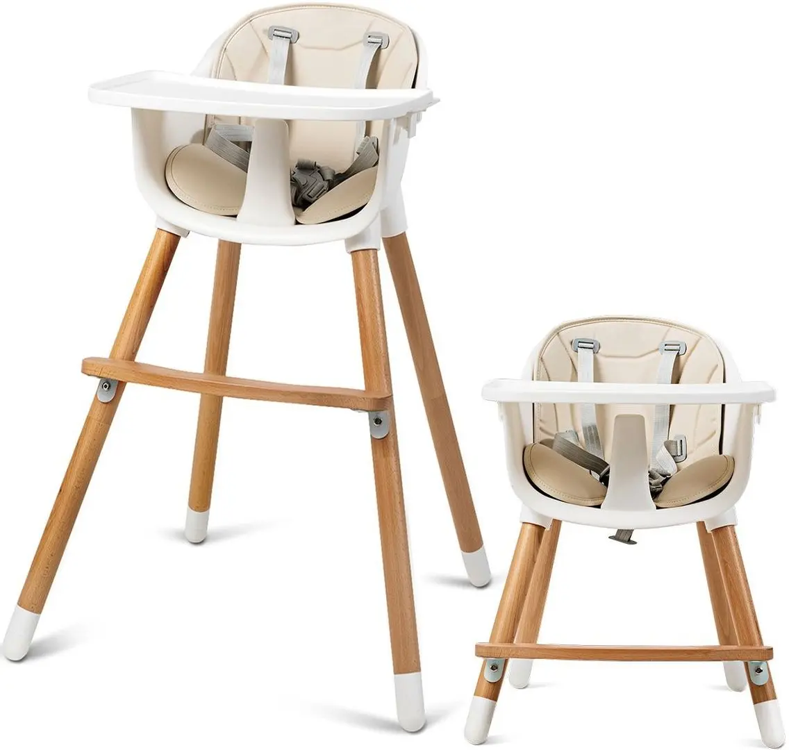 Стульчик для кормления Costway BB5459 (Cream/Natural)