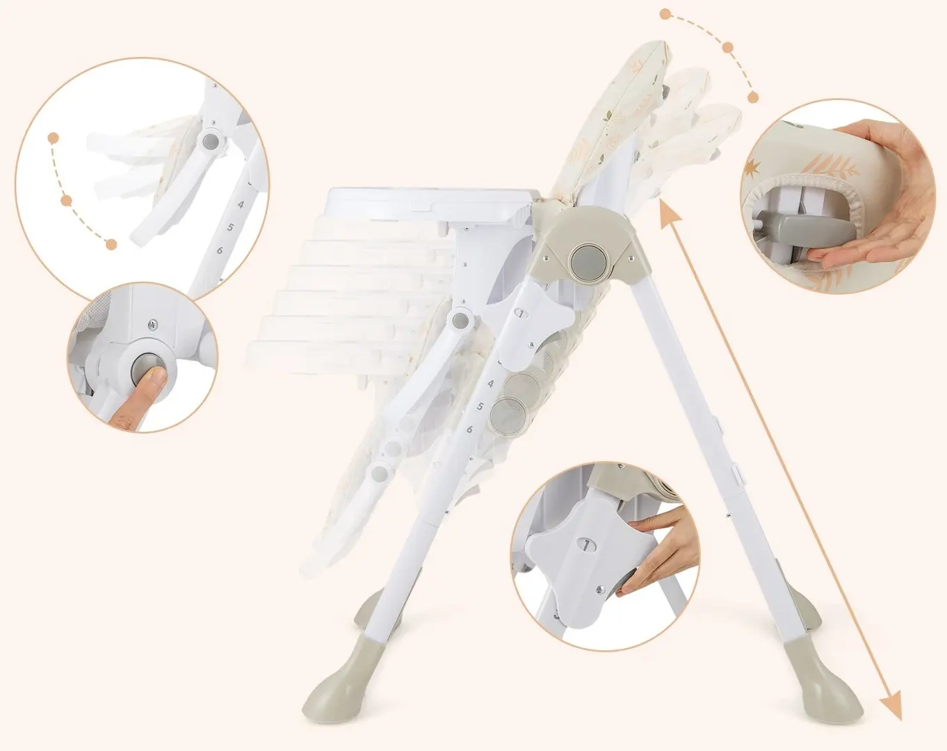 Стульчик для кормления Costway BB5580OR (White/Orange)