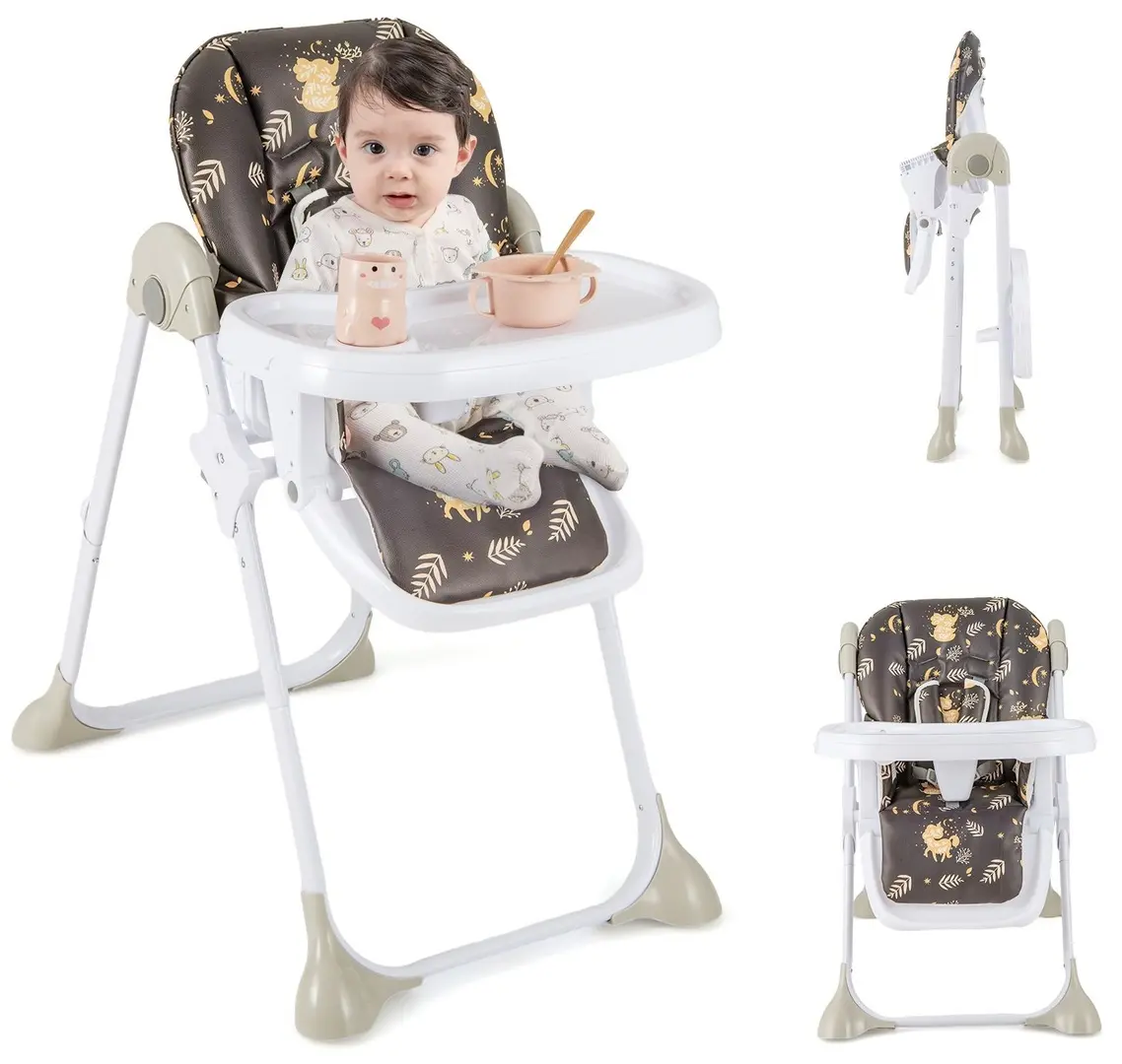 Стульчик для кормления Costway BB5580PU (White/Dark Brown)