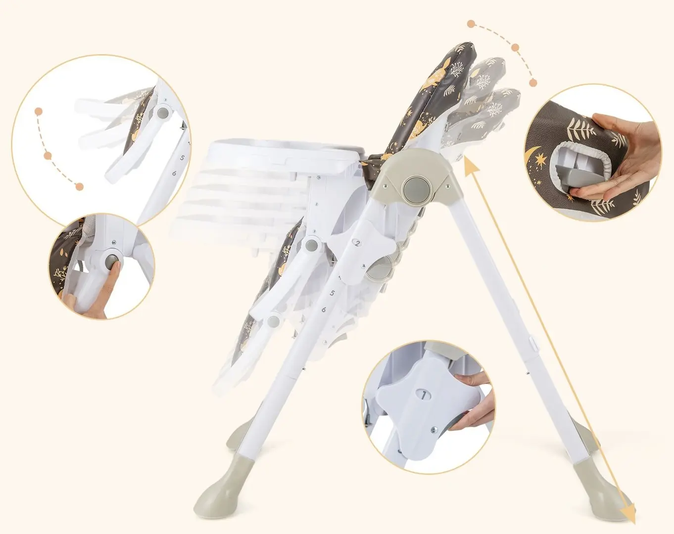 Стульчик для кормления Costway BB5580PU (White/Dark Brown)