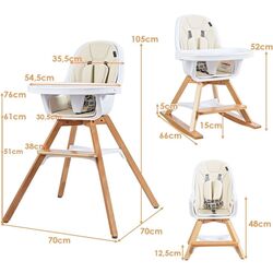 Стульчик для кормления Costway BB5581BE (Beige/Wood) Thumb