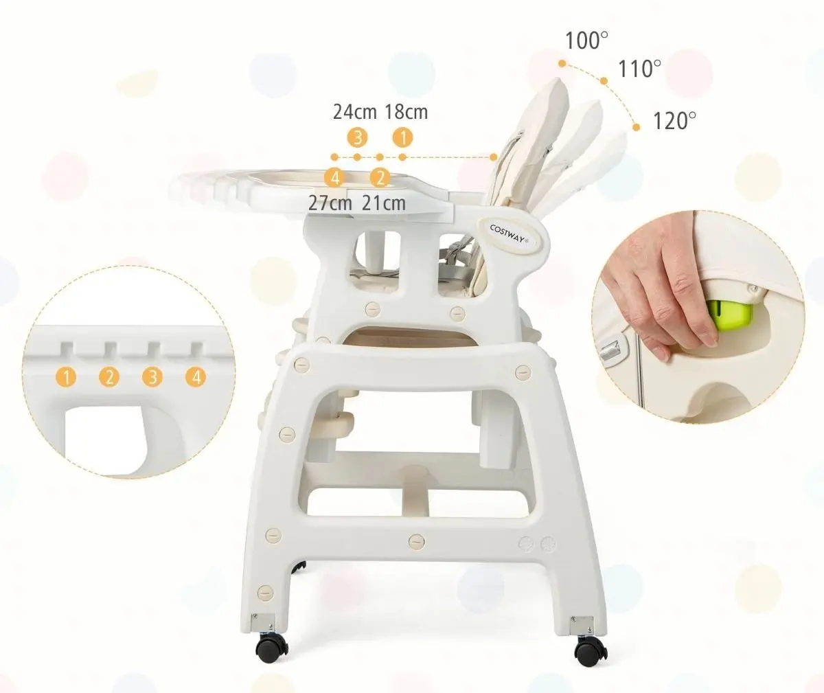 Scaun pentru hranire Costway BB5604BE (Beige)