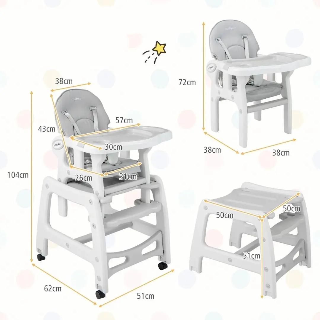 Scaun pentru hranire Costway BB5604GR (Grey)