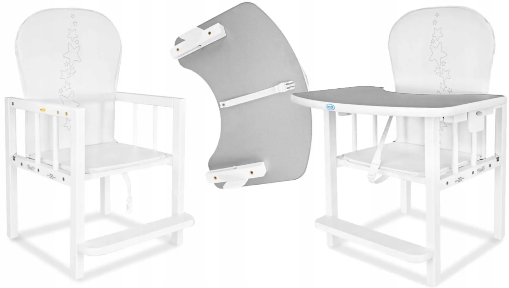 Scaun pentru hranire 2in1 Drewex Antos (Silver/White) - 7