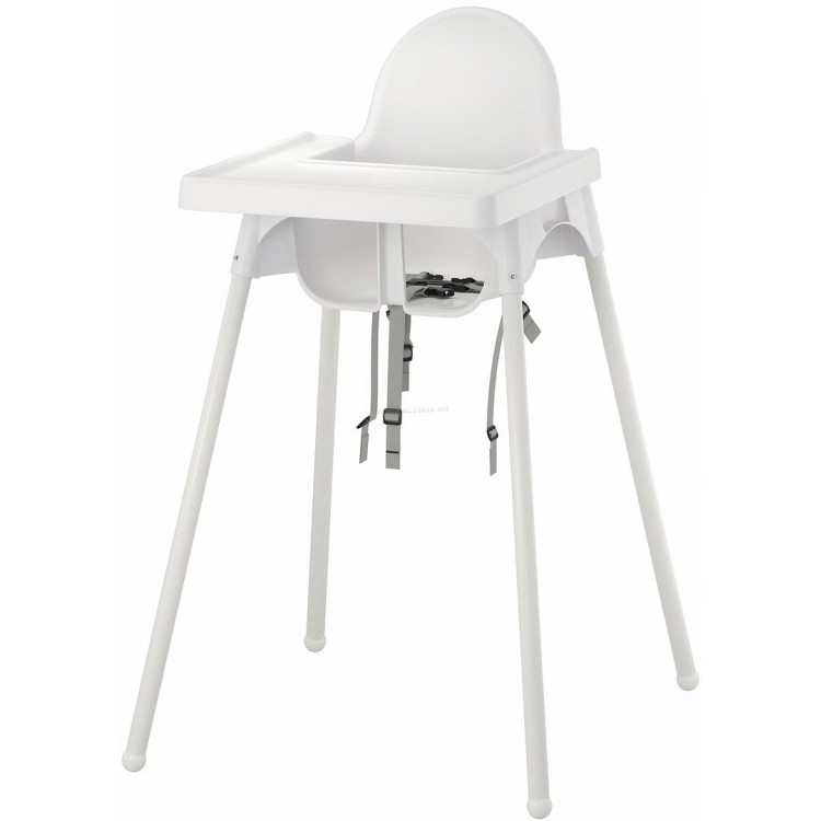 Scaun pentru hranire Ikea Antilop inalt/cu tava (Alb)