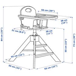 Стульчик для кормления Ikea Graval высокий/с поддоном (Береза/Белый/Черный) Thumb