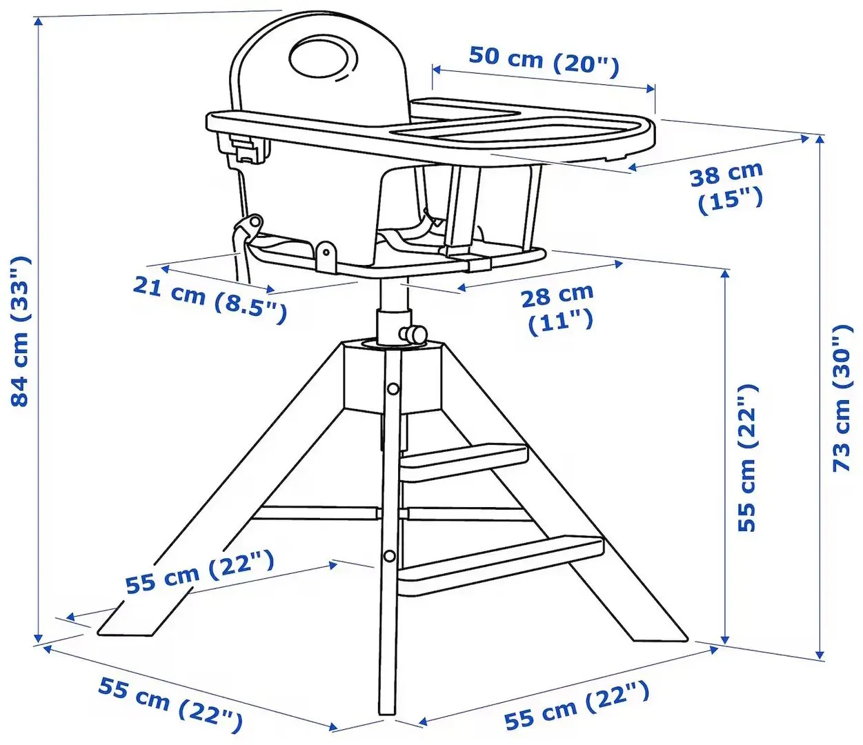 Стульчик для кормления Ikea Graval высокий/с поддоном (Береза/Белый/Черный) - 4