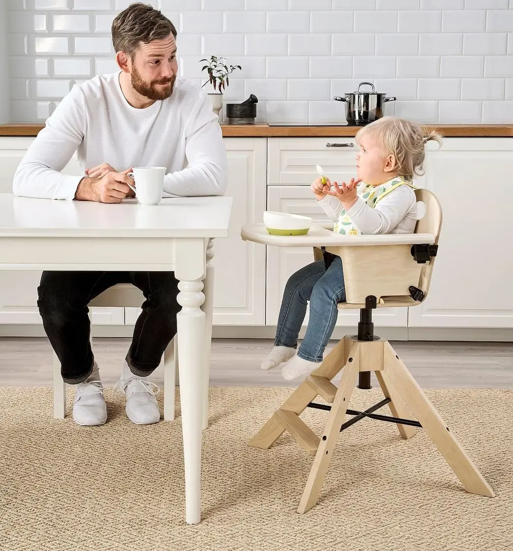 Стульчик для кормления Ikea Graval высокий/с поддоном (Береза/Белый/Черный) - 6