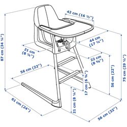 Scaun pentru hranire Ikea Langur inalt/cu tava (Alb) Thumb