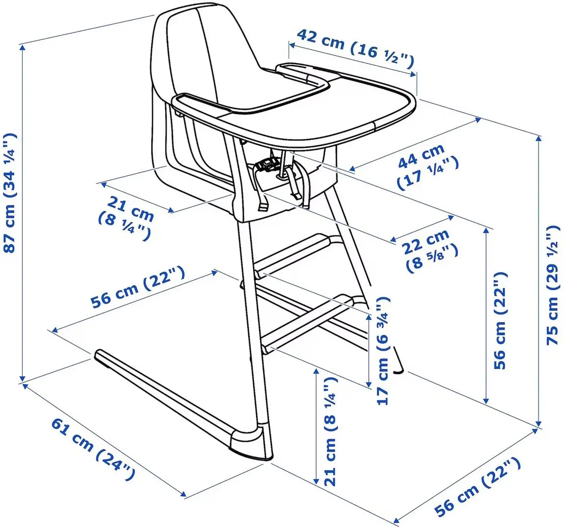 Scaun pentru hranire Ikea Langur inalt/cu tava (Alb) - 14