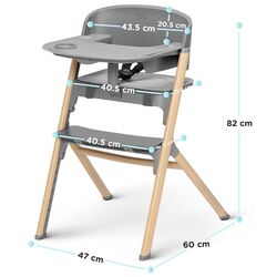 Scaun pentru hranire 3in1 Kinderkraft Igee (Grey/Wood) Thumb