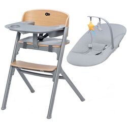 Стульчик для кормления KinderKraft Livy + Шезлонг Calmee (Oak/Grey)