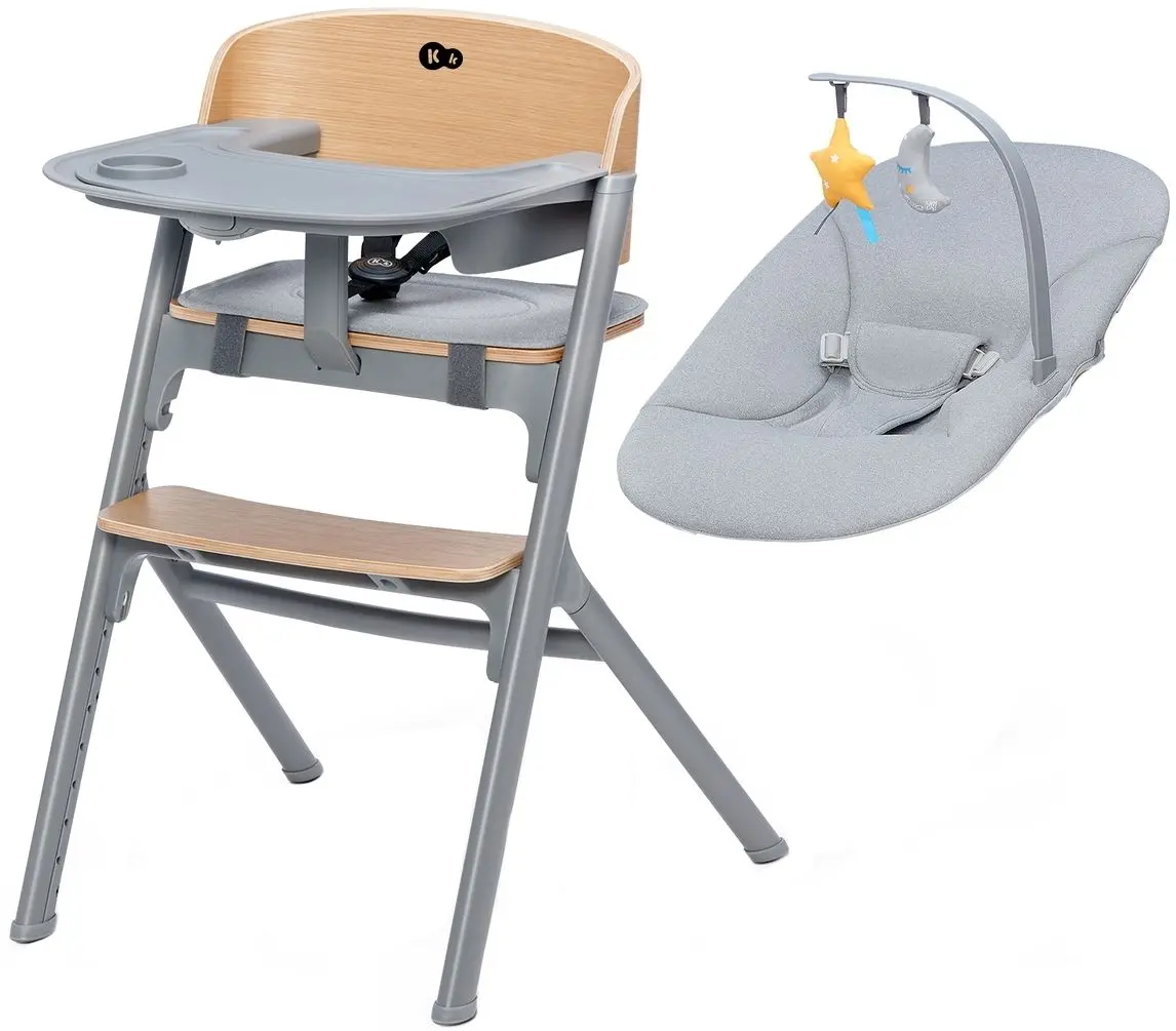 Scaun pentru hranire KinderKraft Livy + Sezlong Calmee (Oak/Grey)