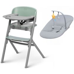 Стульчик для кормления KinderKraft Livy + Шезлонг Calmee (Olive Green/Grey)