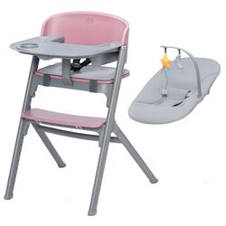 Стульчик для кормления KinderKraft Livy + Шезлонг Calmee (Pink/Grey)