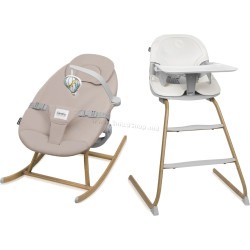 Set scaun pentru hranire + sezlong-leagan Lionelo Dalia (Grey Stone/Natural)