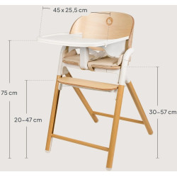 Scaun pentru hranire 3in1 Lionelo Celia (White/Natural) Thumb
