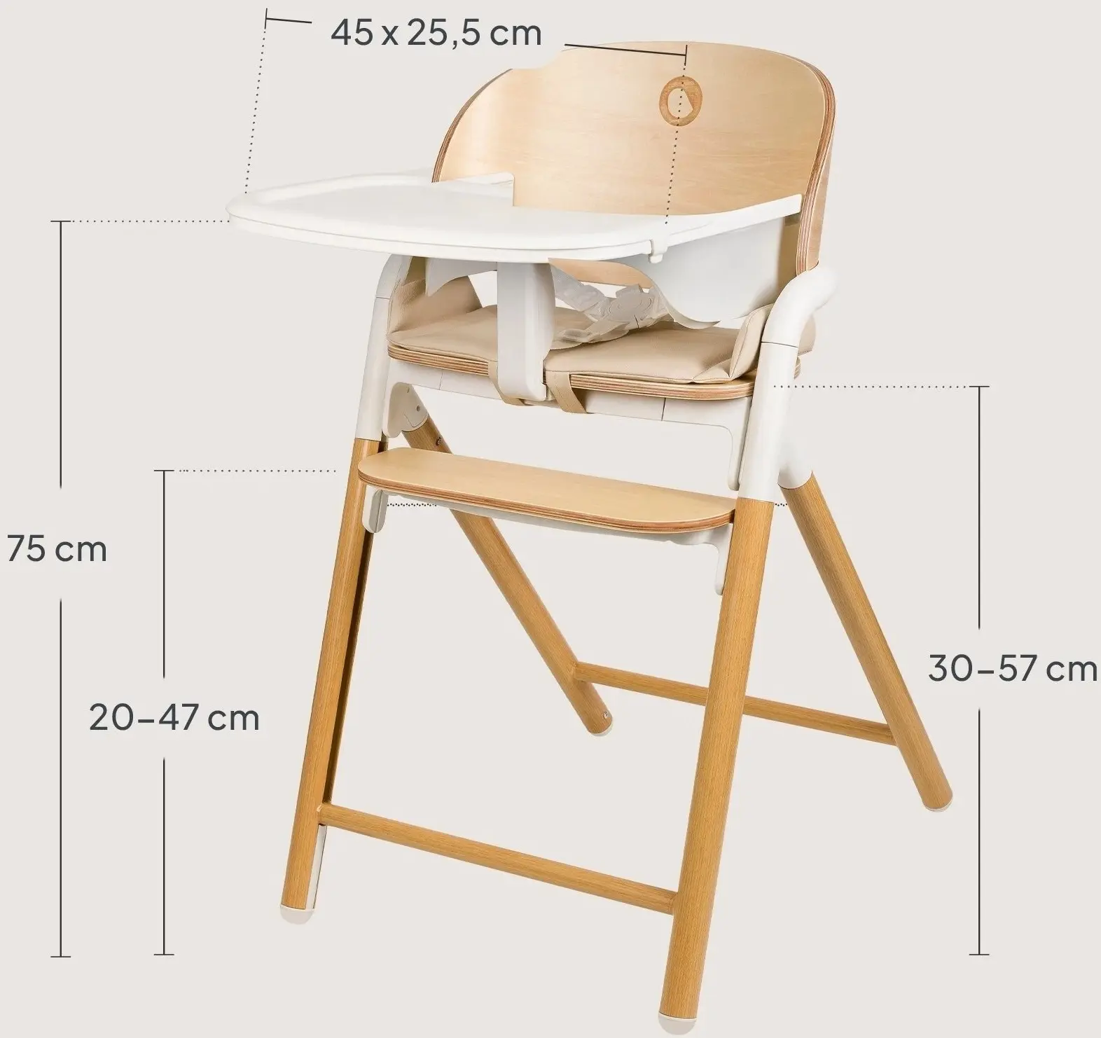 Scaun pentru hranire 3in1 Lionelo Celia (White/Natural) - 7