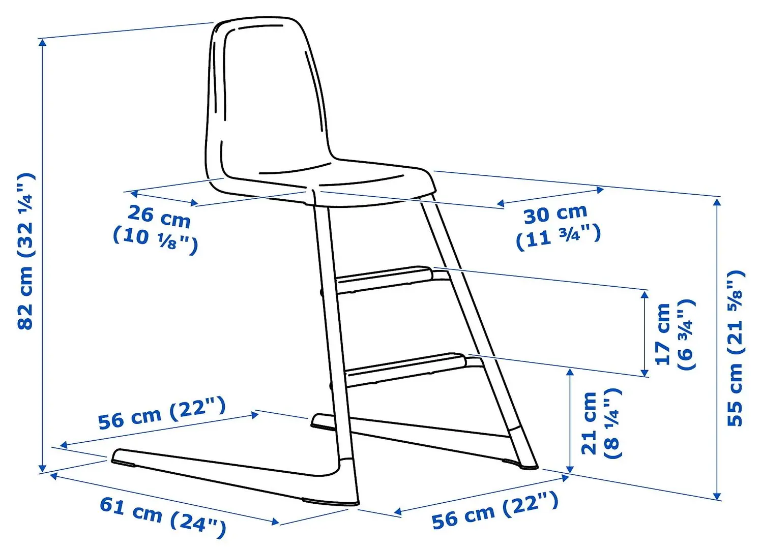 Scaun pentru hranire Ikea Langur 82cm (Alb)