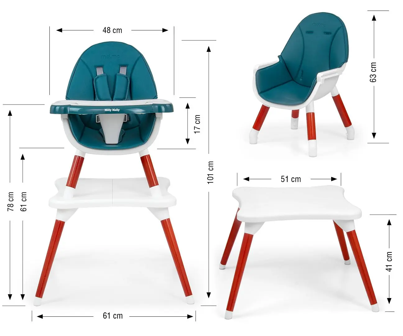 Стульчик для кормления 2в1 Milly Mally Malmo (Dark Green) - 8