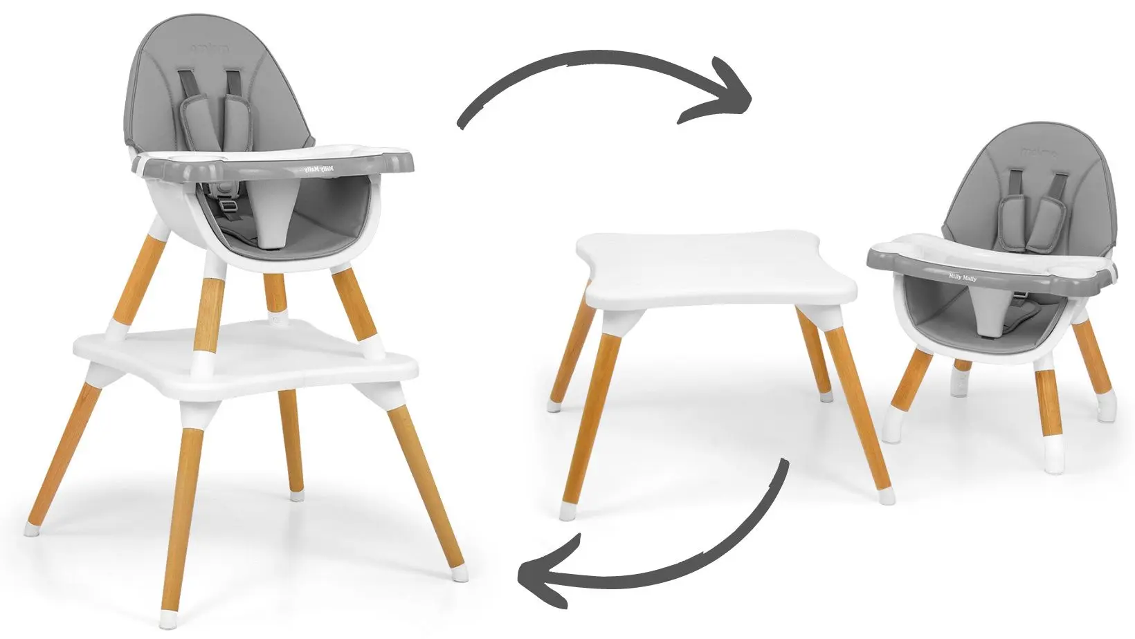 Стульчик для кормления 2в1 Milly Mally Malmo (Grey) - 8