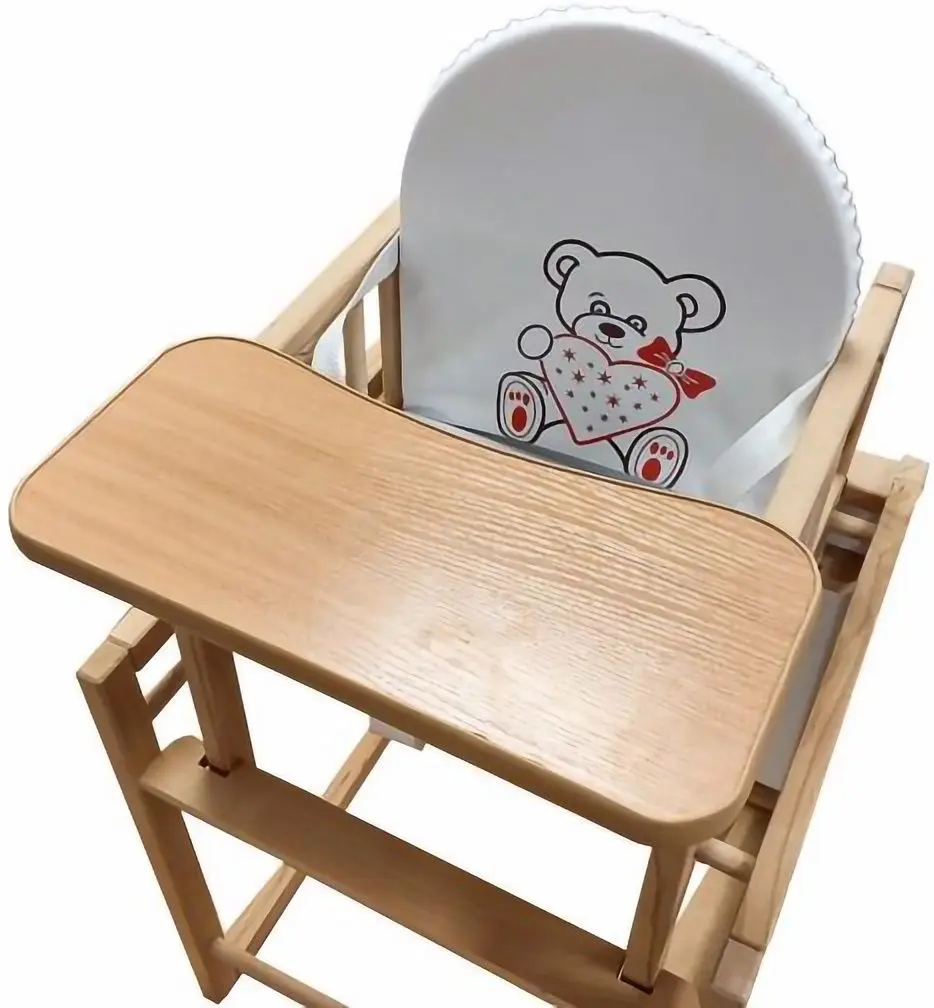 Стульчик для кормления 2в1 MyKids Wiktoria Heart (White/Natural) - 2